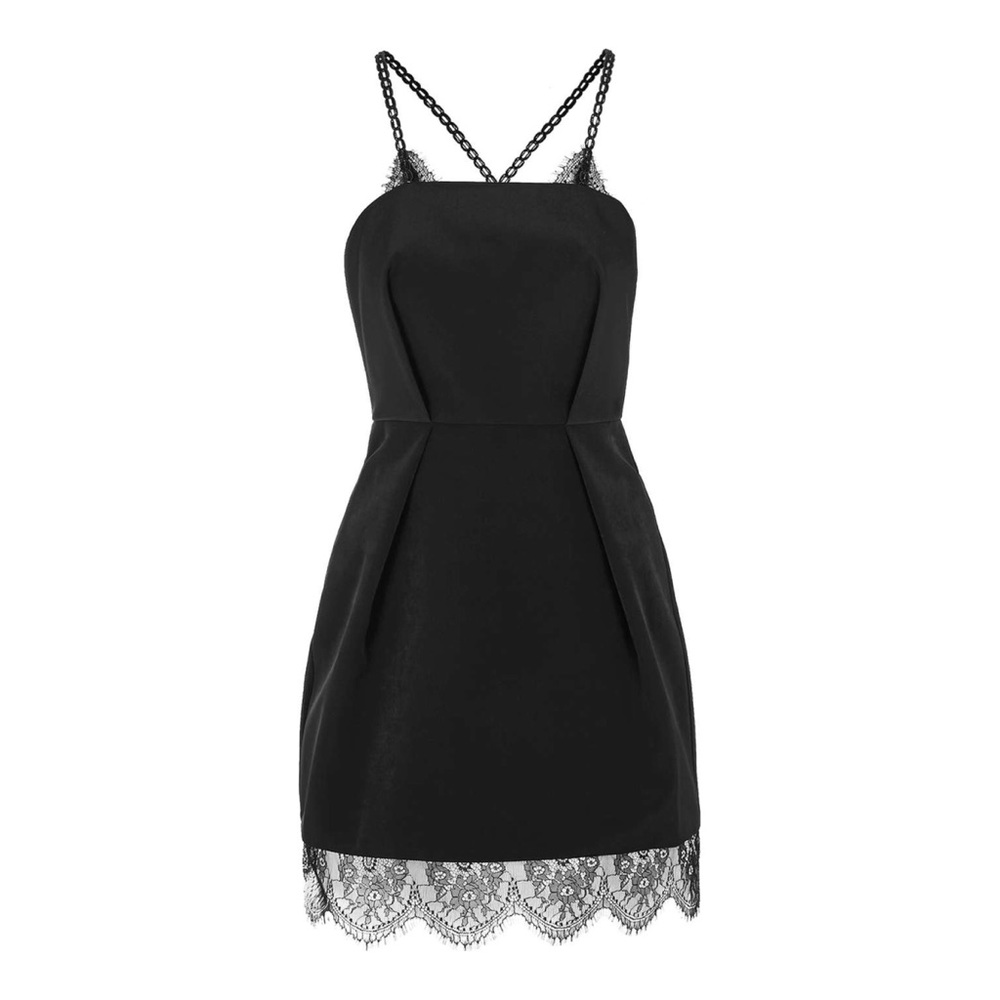 New TopShop Black Lace Chain Loop Prom Dress 2 - Picture 2 of 7